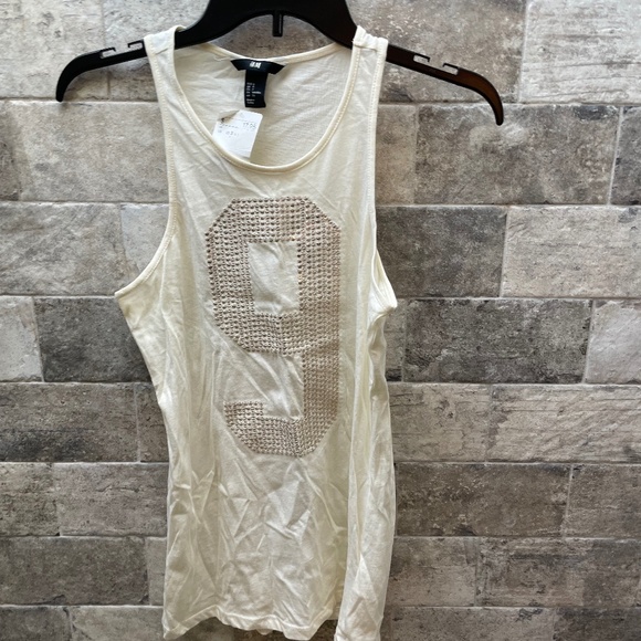 ❤️ H&M CREAM GRAPHIC TANK TOP SIZE SMALL NEW - Picture 2 of 5